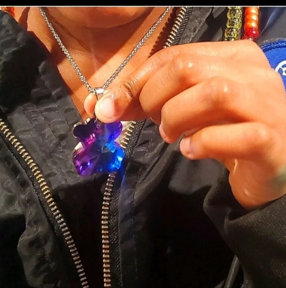 Magic Glass Gummi Bear Earrings & Necklace Violet